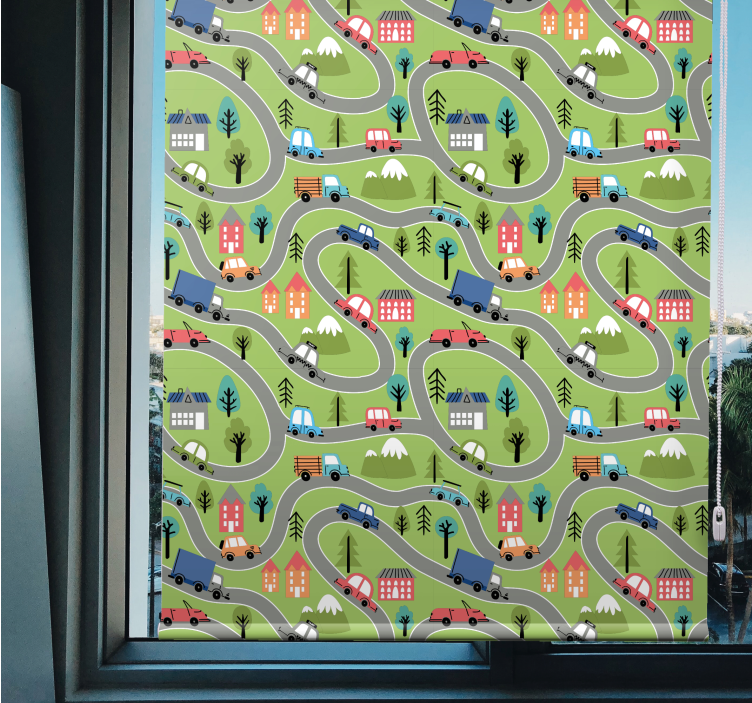 Tenda a rullo cameretta strade colorate per veicoli - TenStickers