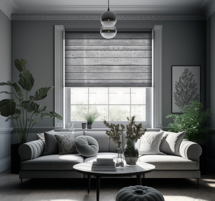 Tenda a rullo rustica Legno grigio scuro - TenStickers