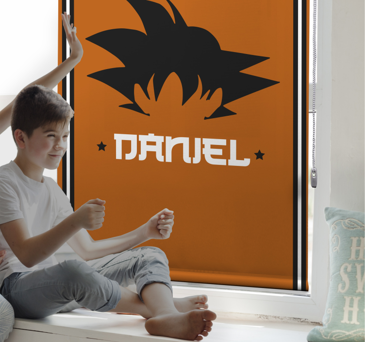 Tenda a rullo tema Goku e nome personalizzabile - TenStickers