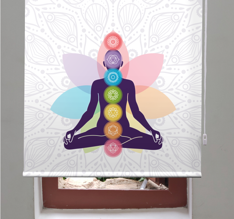 Tenda a rullo zen figura meditante con chakra - TenStickers