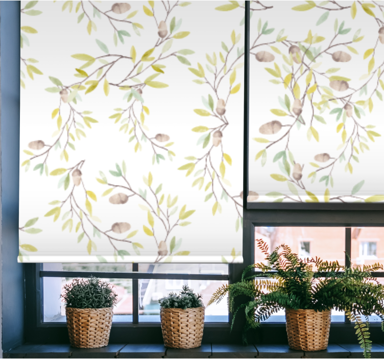 Tende a rullo con fiori da bagno Motivo originale di foglie - TenStickers