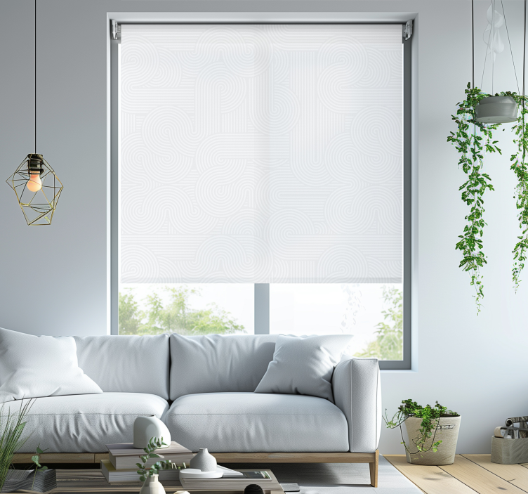 Tenda a rullo soggiorno di colore bianco motivo a strisce - TenStickers