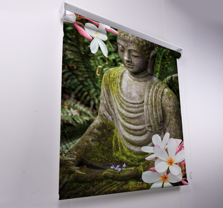 Tenda a rullo soggiorno cameretta zen buddha verde floreale - TenStickers