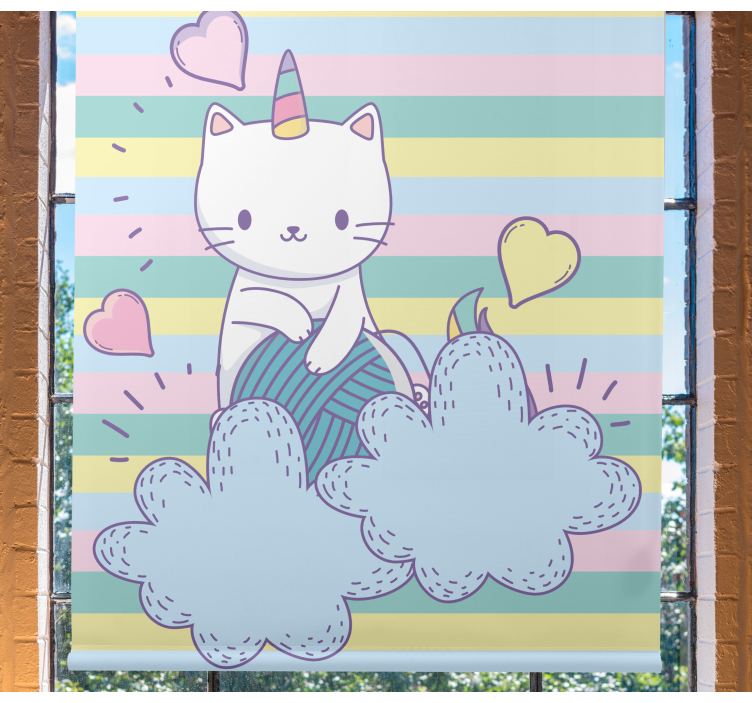 Tende a rullo Bambini Gatto unicorno sulle nuvole - TenStickers