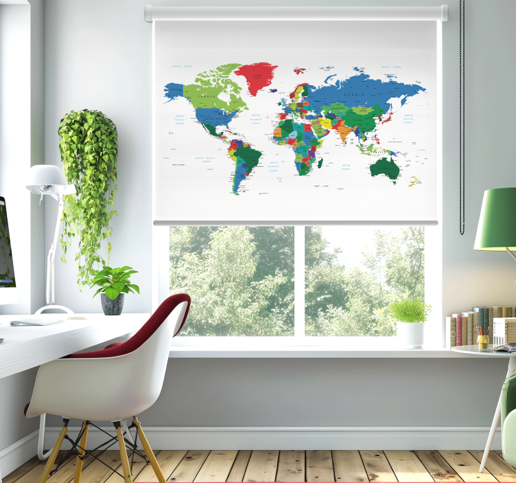 Tende a rullo mappamondo cartografia politica - TenStickers