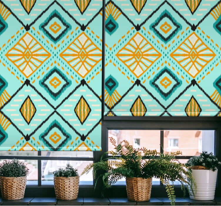 Tenda a rullo soggiorno motivo geometrico a rombi - TenStickers