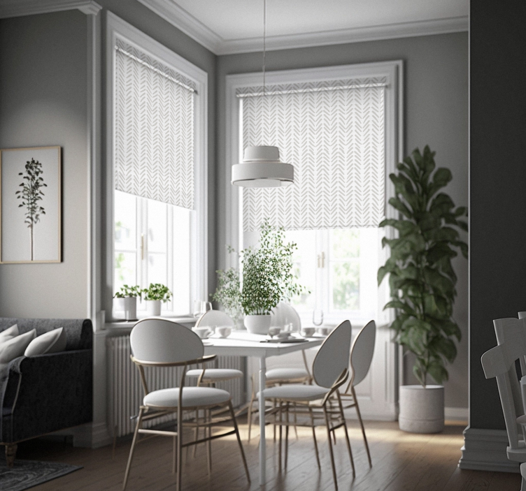 Tenda a rullo soggiorno linee astratte grigie a zig zag - TenStickers