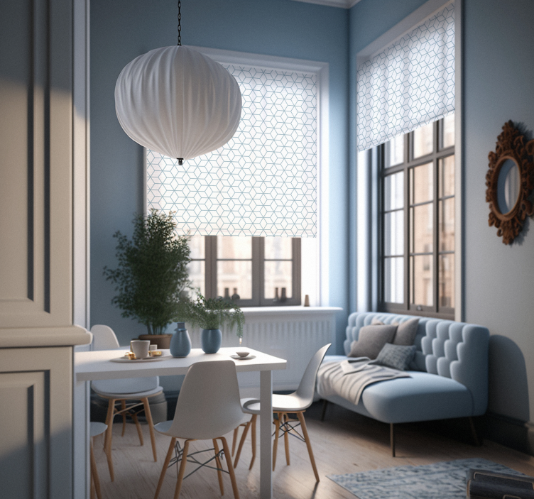 Tenda a rullo soggiorno modello di contorno esagonale - TenStickers