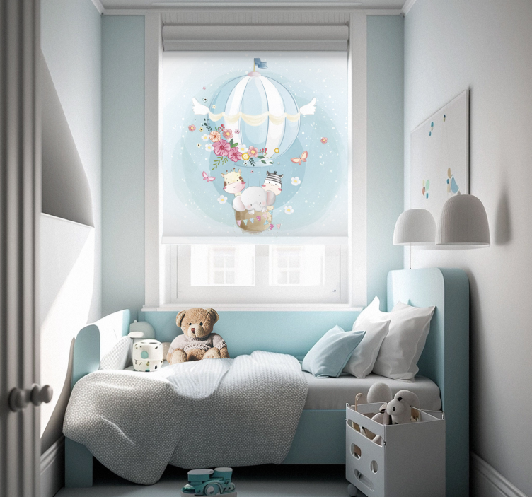 Tende a rullo stile nordico Mongolfiera con fauna - TenStickers