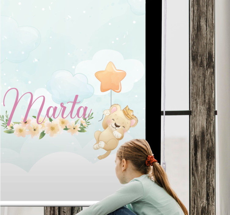 Tenda a rullo neonati bby leone con stella e nome - TenStickers