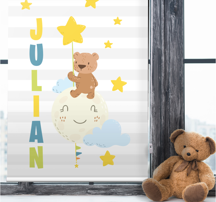 Tenda a rullo cameretta orso con stella e nome - TenStickers