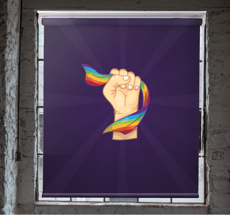Tenda a rullo originale pugno che tiene l'arcobaleno - TenStickers