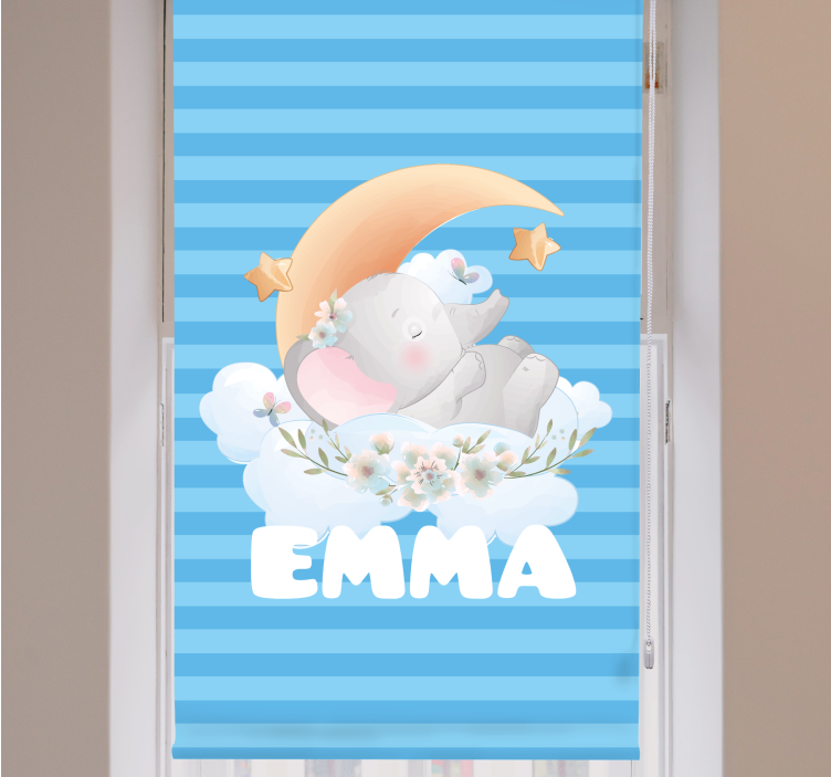 Tende a rullo neonati Simpatici animali elefante con nome - TenStickers