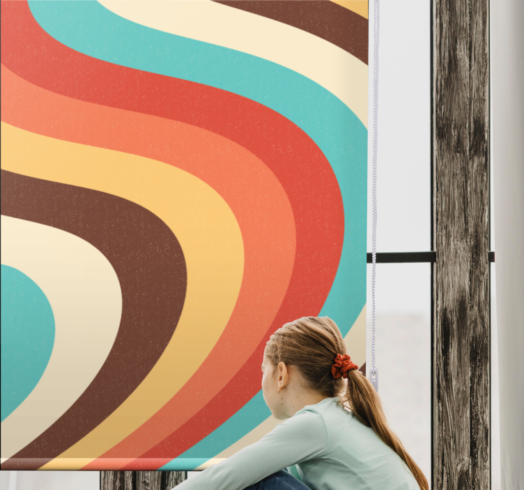Tende a rullo più vintage onde curve retrò - TenStickers