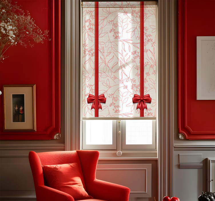 Tende a rullo romantiche motivo floreale con cravatte - TenStickers