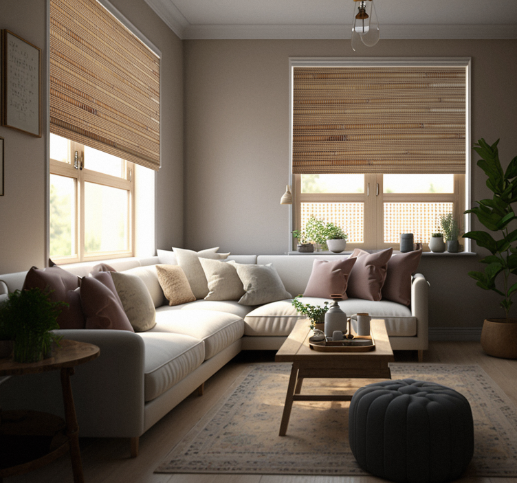 Tende a rullo rustiche Listoni marrone chiaro a strisce - TenStickers