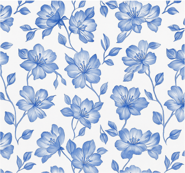 Tenda a rullo camera da letto floreale blu e bianco - TenStickers