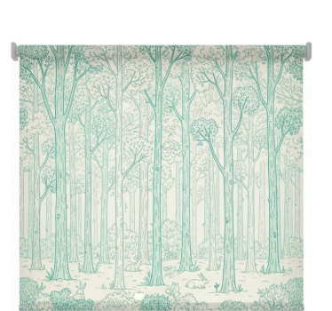 Tenda a rullo alberi schizzi boschivi menta - TenStickers