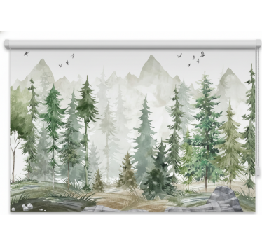 Tenda a rullo alberi pino nordico minimalista - TenStickers