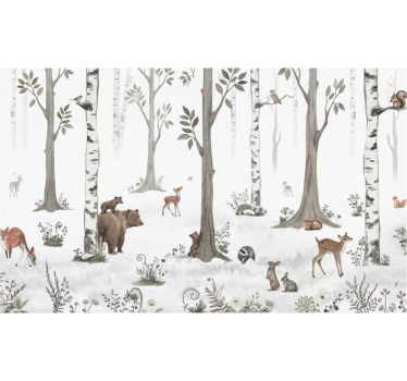 Tenda a rullo alberi schizzo boschivo giocoso - TenStickers