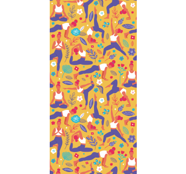 Tenda a rullo moderna con doodle di yoga disegnato a mano - TenStickers