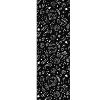 Tenda a rullo moderna illustrazioni cosmiche bianco e nero - TenStickers