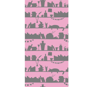 Tenda a rullo moderna libreria rosa e grigia - TenStickers