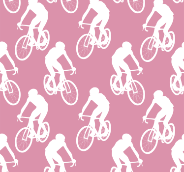 Tenda a rullo rosa motivo ciclisti bianchi - TenStickers