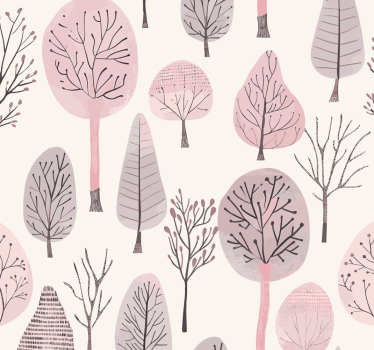 Tenda a rullo rosa alberi nordici - TenStickers
