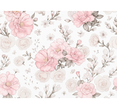 Tenda a rullo rosa design floreale grigio rosa - TenStickers