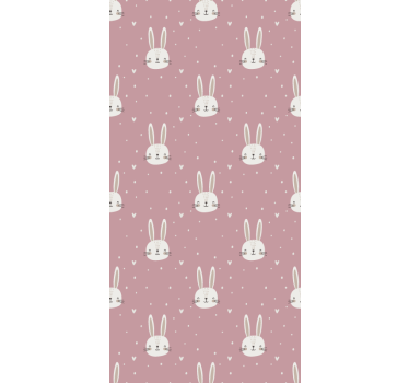 Tenda a rullo rosa facce di coniglietto - TenStickers