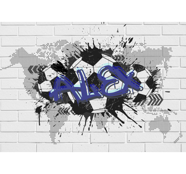 Tenda a rullo bianca graffiti calcistici - TenStickers