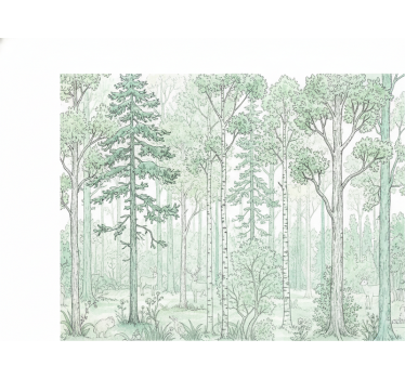 Tenda a rullo bianca schizzo di bosco menta - TenStickers