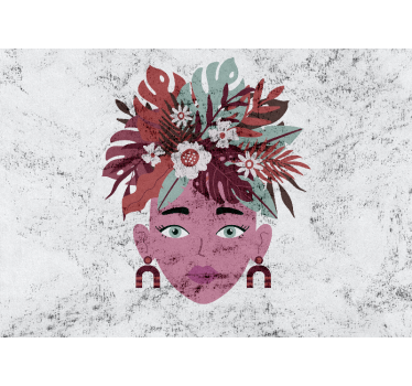 Tenda a rullo bianca design moderno di donna e fiori - TenStickers