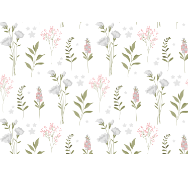 Tenda a rullo bianca motivo fiori selvatici minimalisti - TenStickers