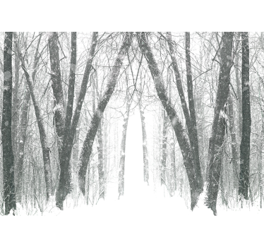 Tenda a rullo bianca alberi d'inverno nel bosco - TenStickers
