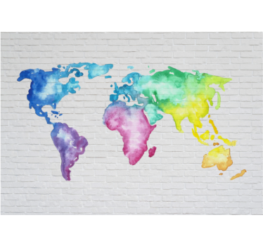 Tenda a rullo bianca mappa del mondo colorata - TenStickers