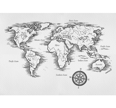 Tenda a rullo bianca mappa del mondo elegante - TenStickers