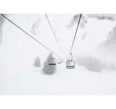 Tenda a rullo bianca fotografia di funivia sulla neve - TenStickers