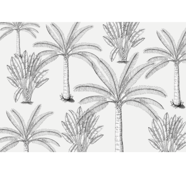 Tenda a rullo bianca design palme bianche e nere - TenStickers