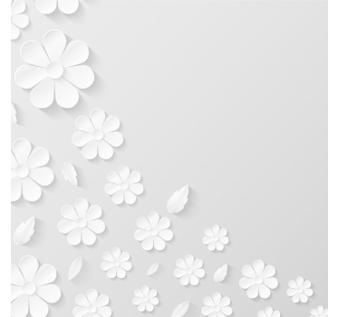 Tenda a rullo bianca sfondo fiori di carta bianca - TenStickers