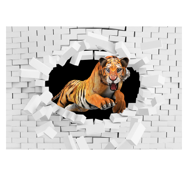 Tenda a rullo bianca tigre 3d - TenStickers