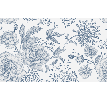 Tenda a rullo bianca design floreale retro - TenStickers