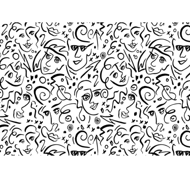 Tenda a rullo bianca arte graffiti bianco e nero - TenStickers
