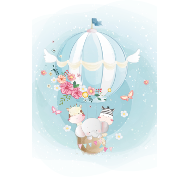 Tende a rullo nordiche Mongolfiera con fauna - TenStickers