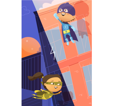 Tenda a rullo cameretta avventura di supereroi - TenStickers