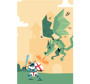 Tenda a rullo animali il cavaliere combatte il drago - TenStickers