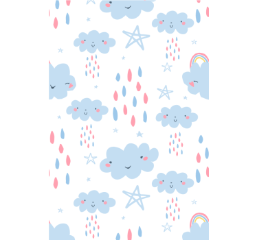 Tenda a rullo neonati modello di nuvole sorridenti - TenStickers
