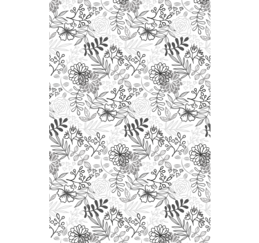 Tenda a rullo con fiori Grigio - TenStickers