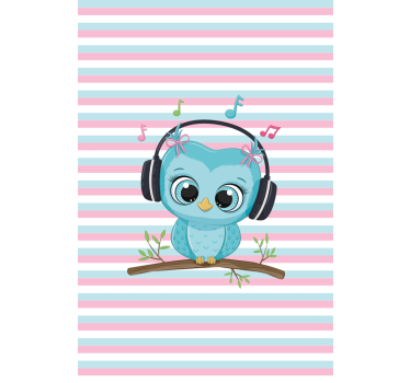 Tenda a rullo animali illustrazione del gufo musicale - TenStickers